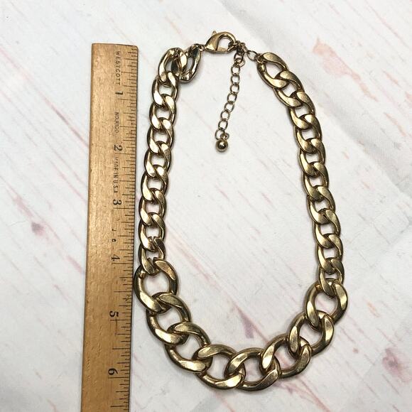 Necklace Chunky Gold Chain Loop Links Adjustable Retro - Picture 2 of 5